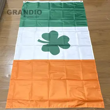 Airijos Dobilų Vėliavos Airija 90x150cm Poliesteris Žalia Balta Oranžinė 3 Spalvų Spausdinta Dekoratyvinis Vėliavas Ir Plakatus Namų Ir Šalies,