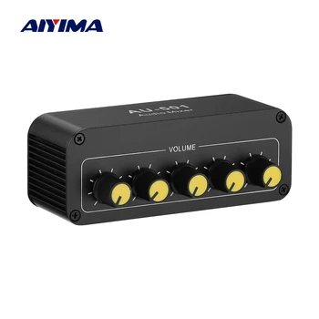 AIYIMA Stereo Garso Maišytuvas Platintojas Multi-Channel Šaltinis Reverberator Nemokamai Jungiklis Ausines 3,5 mm+RCA (5 Įėjimas 1 Išėjimas)