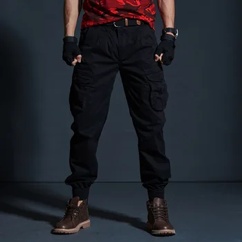AKSR Vyrų Hip-Hop Streetwear Medvilnės Krovinių Kelnės Didelio Dydžio Lanksti Taktinis Haremo Kelnės Karinės Kelnės Poilsiu Sweatpants