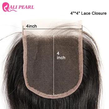 Ali Pearl Plaukų Uždarymo Brazilijos Tiesiai Žmogaus Plaukų Nėrinių Uždarymo 4X4 Nemokamai Artimųjų Tris Dalis Su Kūdikių Plaukus Remy Plaukų 8-20 Colių