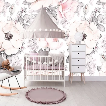 Amie 9M Zonoje customerize dydis sienų tapetai mergaičių miegamasis gėlių tapetai baby rožinis baltas fonas sienos-dokumentus