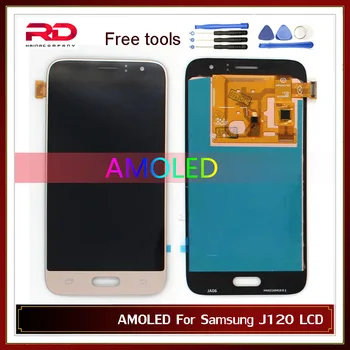 AMOLED J120F LCD Ekranas Samsung Galaxy J1 2016 LCD J120 J120F J120M J120H J120DS J120G LCD Jutiklinis Ekranas skaitmeninis keitiklis Asamblėja