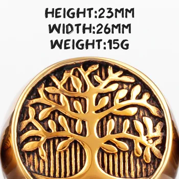 Amuletas Gyvybės medis Nerūdijančio Plieno Mens Žiedai Paprastas Elegantiškas Žavesio Vyrų Draugu Biker Juvelyrika Kūrybiškumo Dovana, Didmeninė