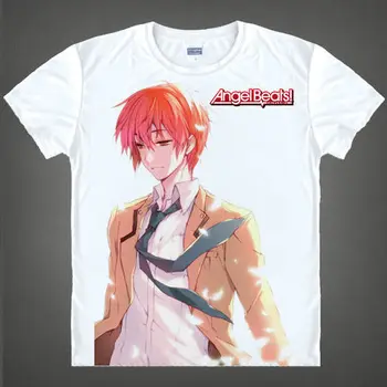 Anime Angel Beats Tachibana Kanade Cosplay Kostiumai, Vasaros, suaugusiesiems, vaikams, trumparankoviai marškinėliai Anime T-shirt pora drabužiai