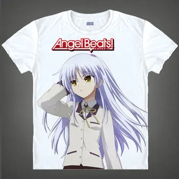 Anime Angel Beats Tachibana Kanade Cosplay Kostiumai, Vasaros, suaugusiesiems, vaikams, trumparankoviai marškinėliai Anime T-shirt pora drabužiai
