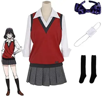 Anime Kakegurui Midari Ikishima Cosplay Kostiumų Mokyklos Uniforma Liemene Suknelė Vyrų Wome Helovinas Šalis