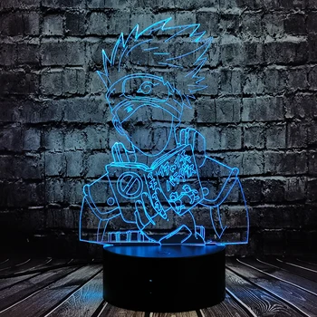 Anime Tema Lavos Naruto Hatake Kakashi 3D 7 Spalvų USB Įkrovimo LED Iliuzija Naktį Lempos Namo Berniukas Miego Lentelė Blizgesį Gimtadienio lempos