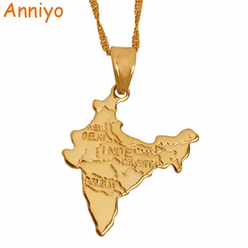 Anniyo Respublikos Indijos Žemėlapis Pakabukas Kaklo Grandinės Indijos Moterų Mergina Aukso Spalvos Papuošalų, Indų #006510