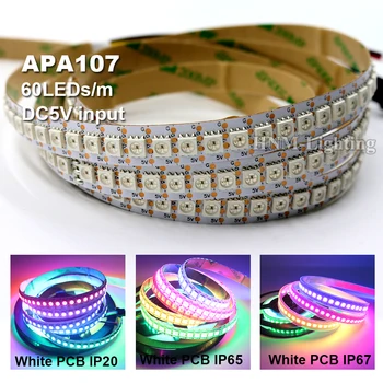 APA107(Panašiai APA102) Smart LED Pikselių Juostelės 144 Led/Taškų/m,Adresuojamojo 5050 IP20/IP65/IP67 DUOMENŲ ir LAIKRODIS Atskirai DC5V