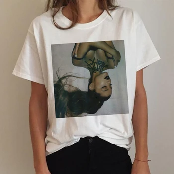 Ariana Grande Marškinėliai Moterims 7 Žiedų Mados Harajuku Ačiū U,Šalia Marškinėlius 90-ųjų Hip-Hop Trumpas Rankovės Ullzang T-shirt Viršuje Tee Moteris