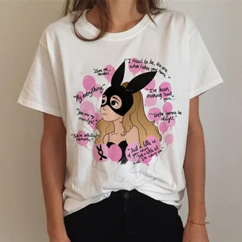 Ariana Grande Marškinėliai Moterims 7 Žiedų Mados Harajuku Ačiū U,Šalia Marškinėlius 90-ųjų Hip-Hop Trumpas Rankovės Ullzang T-shirt Viršuje Tee Moteris
