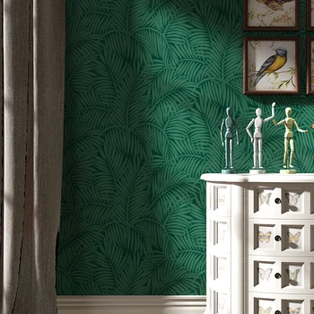 Aukštos kokybės Iškilumo Kambarį, TV Foną Europos intage Žalia 3D trimatis Tapetai Miegamajame Palmių Lapų