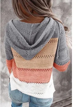 Aukštos kokybės plius dydis prarasti moterų megztinis mados atsitiktinis megzti megztinis 2020 m. rudens ir žiemos dryžuotas moterų megztinis
