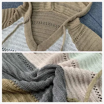 Aukštos kokybės plius dydis prarasti moterų megztinis mados atsitiktinis megzti megztinis 2020 m. rudens ir žiemos dryžuotas moterų megztinis