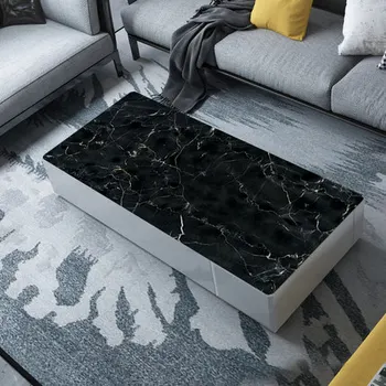 Aukštos kokybės vandeniui Stačiakampio formos juodo marmuro PVC staltiesė stalo dangtis valgomojo stalas, kavos staliukas nemokamas pristatymas