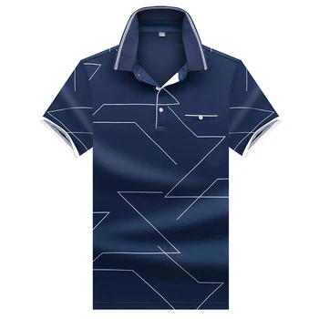 Aukštos Kokybės Viršūnes&Tees vyriški Polo marškinėliai Verslo vyrų markių Polo Marškinėliai 3D siuvinėjimo Turn-žemyn apykaklės mens polo marškinėliai 8308