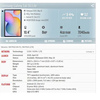Aukštos Quanlity Samsung Galaxy Tab S6 Lite Atveju 10.4