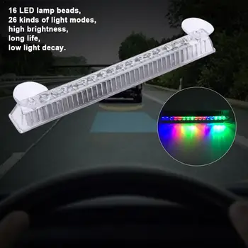 Automobilio Saulės Strobe Šviesos Multi-funkcija Skubios pagalbos Įspėjamoji Lemputė Anti-uodegų 16LED Dekoratyvinis Apšvietimas