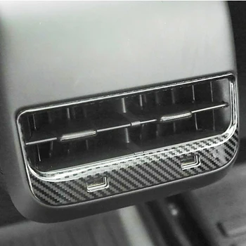 Automobilių optikos Reikmenys Tesla model 3 Automobilių Galinio oro kondicionierius lizdo USB Mokestis Rėmas iš nerūdijančio plieno, Dekoratyviniai lipdukai