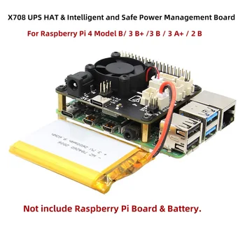 Aviečių Pi X708 UPS HAT & Power Valdyba su Aušinimo Ventiliatorius ,KINTAMOSIOS srovės Nuostolių Nustatymo, Auto & Saugi Išjungimo Funkcija
