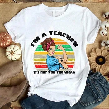 Aš esu Mokytojas, Juokingi Marškinėliai Moterims Kawaii Moteris Atspausdintas Trumpas Rankovės Medvilnės Marškinėliai Atsitiktinis Palaidų Juoda Balta Grafinis T Marškinėliai