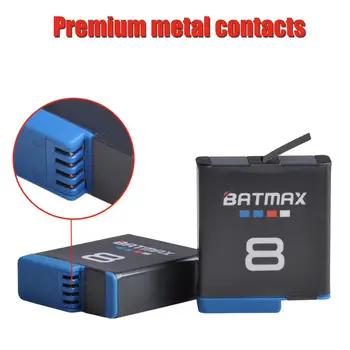 Batmax 3 pakuotės Baterija + LCD Dvigubas Kroviklis su C Tipo Uosto Gopro Hero 8 7 Black Hero 6 Herojus 5 Visiškai Iššifruoti Fotoaparato Priedai