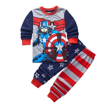 Berniukai Vaikų Drabužių Rinkiniai žmogus-Voras Modelis ilgomis Rankovėmis Tracksuit Vaikas MARVEL Super hero Kapitonas Amerika Spausdinti Sleepwear rinkinys