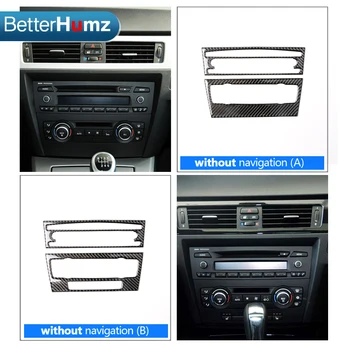 BetterHumz Anglies Pluošto Oro Kondicionavimo sistema, CD Valdymo Skydas Interjero Apdaila Apdailos Automobilių Stilius BMW E90 E92 E93 3 Series