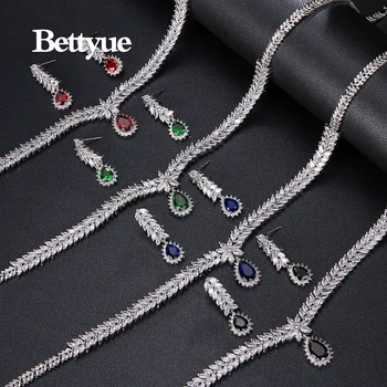 Bettyue Žavinga Mados Elegancija Kubinis Cirkonis Spalvotų Europoje Ir Amerikoje Stiliaus Didmeninės Juvelyrikos Rinkiniai Moterims Kilnus Ornamentu