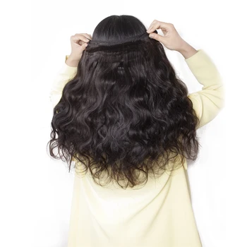 BFY Kūno Banga T Dalis Nėrinių Priekyje Ir 3 Ryšulius Spręsti Hunman Plaukų Pratęsimo Brazilijos Žmogaus Remy Plaukų Pluoštas Su Nėrinių Uždaryti