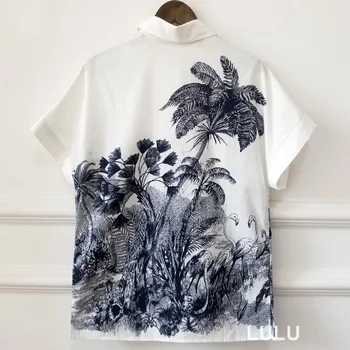 Big-pavadinimas vasarą ponios medvilnės 3D spausdinimo mados trumparankoviai top marškinėliai 2020New atvartas single-breasted laisvi moteriški marškinėliai XL