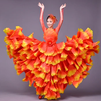 Big swing sijonas moterų suaugusiųjų gėlių kostiumas Naujas anga šokių suknelė etape šokių suknelės moteris