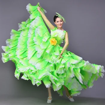 Big swing sijonas moterų suaugusiųjų gėlių kostiumas Naujas anga šokių suknelė etape šokių suknelės moteris