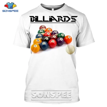 Biliardo Pulo Stalas vyriški T-shirt 3D Spausdinimo Pramogų Marškinėlius Unisex Vasaros Atsitiktinis Trumpas Rankovės Marškinėliai Hip-Hop Fitneso Drabužius