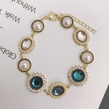 Bižuterijos SWA Naujas Retro Stiliaus Ovalo formos Mėlynos Crystal Pearl moterų Auskarai prabanga romantiška dovana