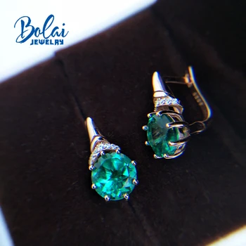 Bolaijewelry,Sukūrė žalias smaragdas užsegimas auskarai 925 sterling silver rose aukso papuošalai mergaitėms-geriausia dovana