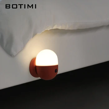 BOTIMI Kūno Jutiklis Įkrovimo Belaidžio Smart Naktį Šviesos diodų (LED) Namų Eilėje Magnetinio Absorbcijos Miegamasis Naktiniai Šviestuvai