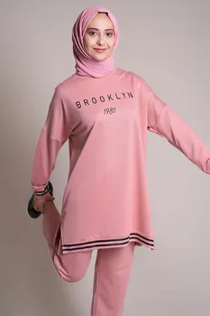 Brooklyn Laiškas Išspausdintas Alyvinė Nustatyti Tangada 2020 M. Rudens Žiemos Moterys tracksuit stora vilna medvilnės kostiumas 2 vienetų rinkinių hoodies