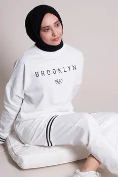 Brooklyn Laiškas Išspausdintas Alyvinė Nustatyti Tangada 2020 M. Rudens Žiemos Moterys tracksuit stora vilna medvilnės kostiumas 2 vienetų rinkinių hoodies