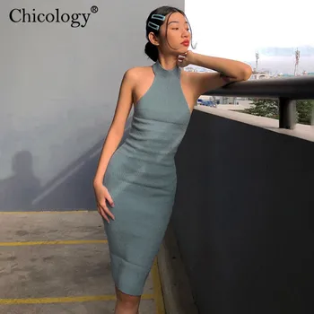 Chicology apynasrio bodycon mados mini suknelė be rankovių elegantiškas komplektai moterų 2020 m. vasarą seksualus šalies klubas lady office drabužiai