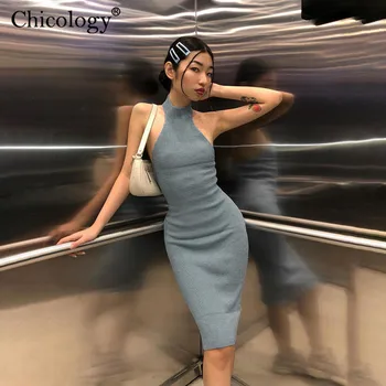 Chicology apynasrio bodycon mados mini suknelė be rankovių elegantiškas komplektai moterų 2020 m. vasarą seksualus šalies klubas lady office drabužiai
