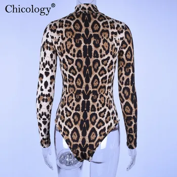 Chicology moterų leopard seksualus bodysuit ilgomis rankovėmis golfo kūno kostiumas 2019 m. rudenį, žiemą šalies klubas streetwear moterų drabužiai