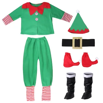 Christma Vaikų Rinkiniai Kalėdų Senelio Elfas Kostiumas Vaikams Šeimos derinti Drabužius Naujųjų Metų Aprangą Mergaitės Berniukai Santa Claus Cosplay Skrybėlę