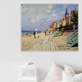 Citon Claude Monet《Paplūdimio Trouville,1870》Drobė, Aliejus, Tapyba Meno kūrinius Plakato Nuotrauką Sienos Fone Dekoro Namų Puošybai