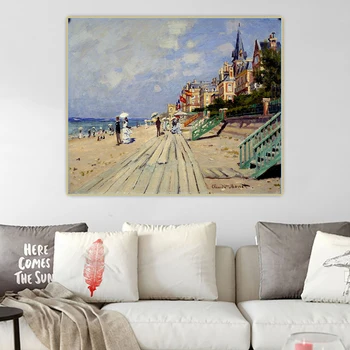 Citon Claude Monet《Paplūdimio Trouville,1870》Drobė, Aliejus, Tapyba Meno kūrinius Plakato Nuotrauką Sienos Fone Dekoro Namų Puošybai