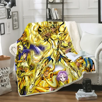 CLOOCL Gamyklos Didmeninė Anime Riteriai Zodiako Saint Seiya 3D Spausdinimo Dvigubo Sluoksnio Sofa-lova, Jaunimo Patalynė Mesti Antklodės