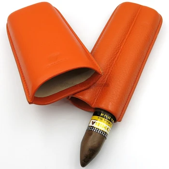 COHIBA Orange Originali Gyvatės Odos 2 Vamzdžių Cigarų Turėtojas Cigarų, Cigarečių Atveju Kelionės Nešiojamų Humidoras Tabako Saugojimo Dovanų Dėžutėje