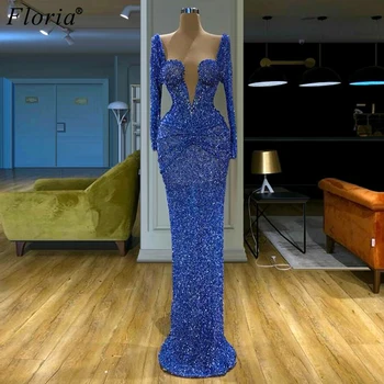 Couture Mados Royal Blue Prom Dresses Undinė Blizgančių Oficialią Vakaro Suknelės Ilgas Elegantiškas Kokteilių Suknelės Moteris Vakarėlis