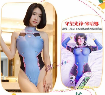 D. VA Cosplay Anime Kostiumas Swimsuit Moterys Seksualus Bikini maudymosi Kostiumėliai, Bodysuit 3D Supermeno Kostiumas