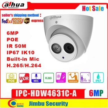 Dahua 6MP IP kamera su POE IPC-HDW4631C-A 4MP IPC-HDW4433C-A IR50M H. 265 paramos Built-in MIC IP67 VAIZDO Dome saugumo Kameros